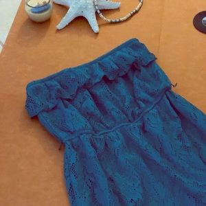 Dark teal cropped lace dress